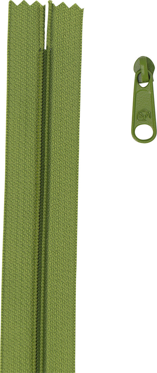 4 Yards Of Olive Zipper Tape With 16 Color-Coordinated Extra Large Pulls From Byannie