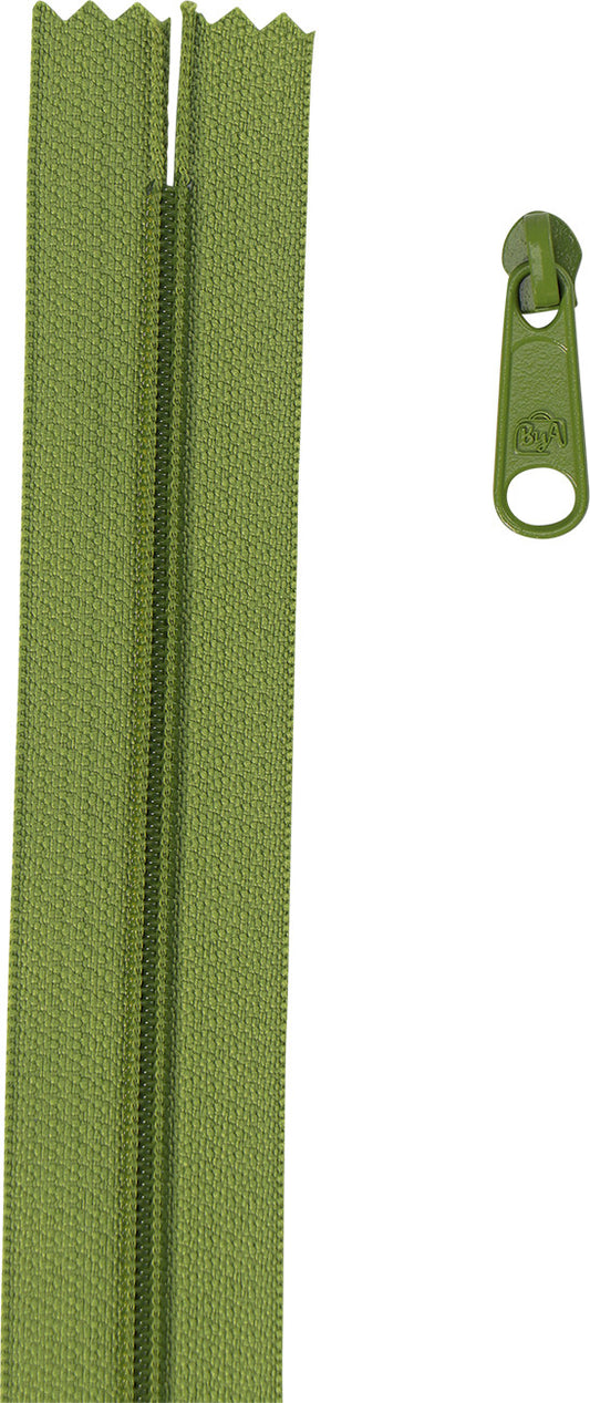 4 Yards Of Olive Zipper Tape With 16 Color-Coordinated Extra Large Pulls From Byannie