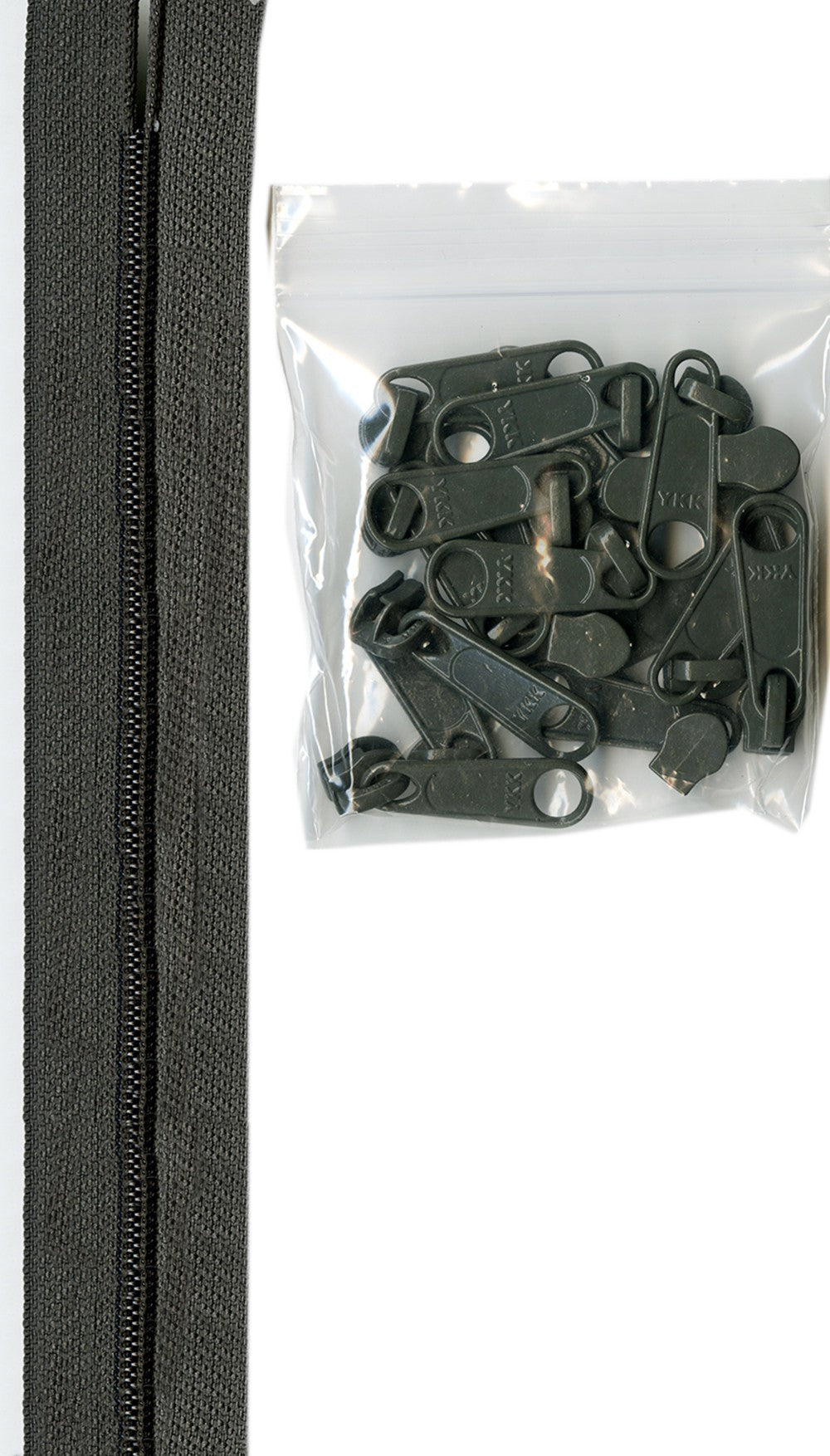 4 Yards Of Slate Gray Zipper Tape With 16 Color-Coordinated Extra Large Pulls From Byannie