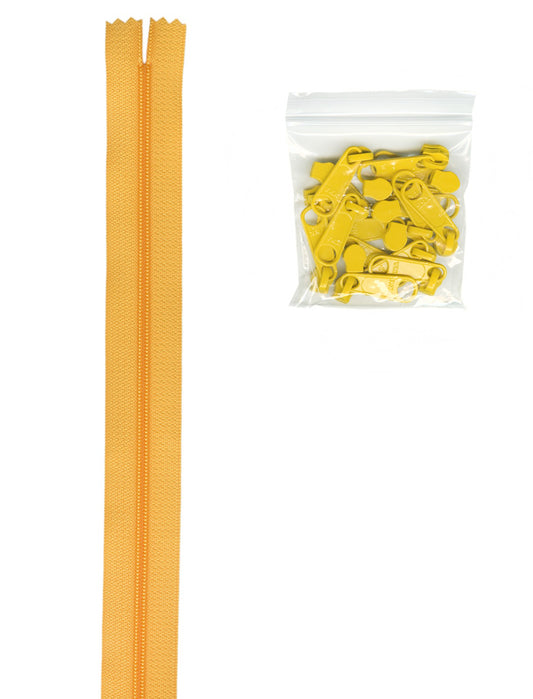 4 Yards Of Buttercup Zipper Tape With 16 Color-Coordinated Extra Large Pulls From Byannie