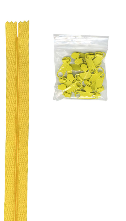 4 Yards Of Dandelion Zipper Tape With 16 Color-Coordinated Extra Large Pulls From Byannie