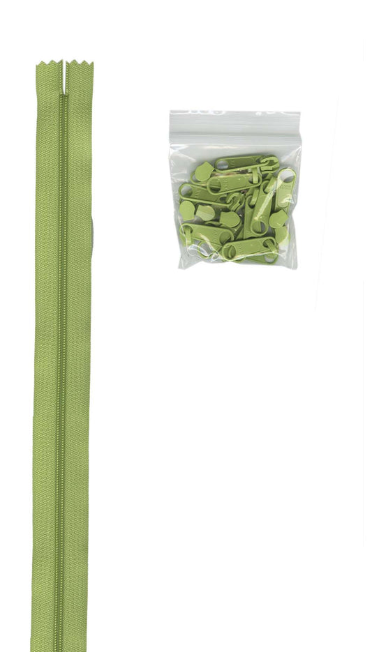 4 Yards Of Chartreuse Zipper Tape With 16 Color-Coordinated Extra Large Pulls From Byannie