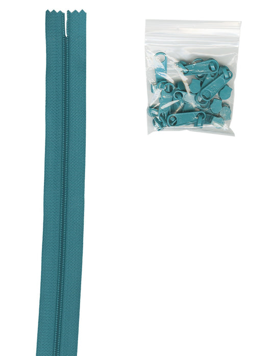 4 Yards Of Emerald Zipper Tape With 16 Color-Coordinated Extra Large Pulls From Byannie