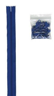 4 Yards Of Blastoff Blue Zipper Tape With 16 Color-Coordinated Extra Large Pulls From Byannie