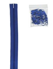 4 Yards Of Cobalt Zipper Tape With 16 Color-Coordinated Extra Large Pulls From Byannie