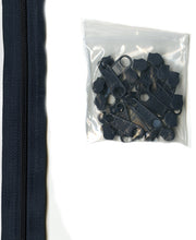 4 Yards Of Navy Zipper Tape With 16 Color-Coordinated Extra Large Pulls From Byannie