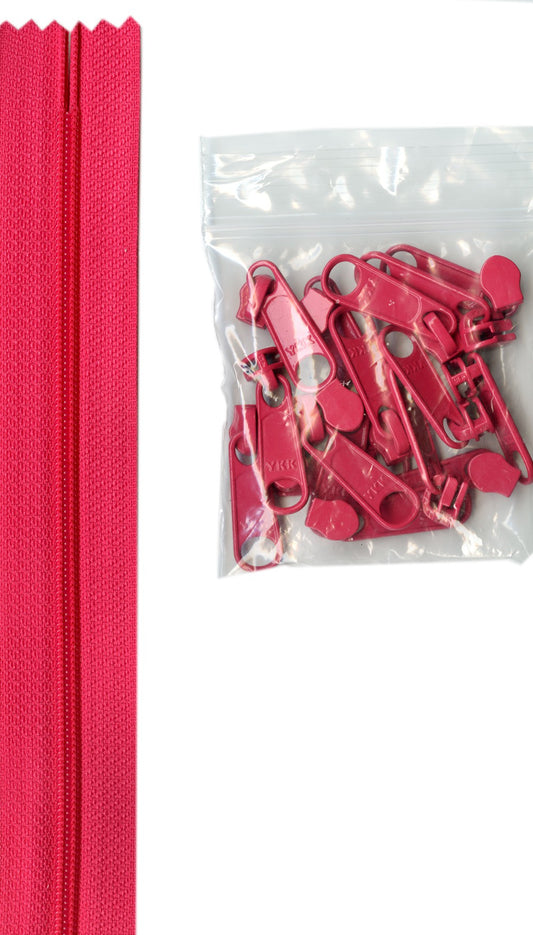 4 Yards Of Lipstick Zipper Tape With 16 Color-Coordinated Extra Large Pulls From Byannie