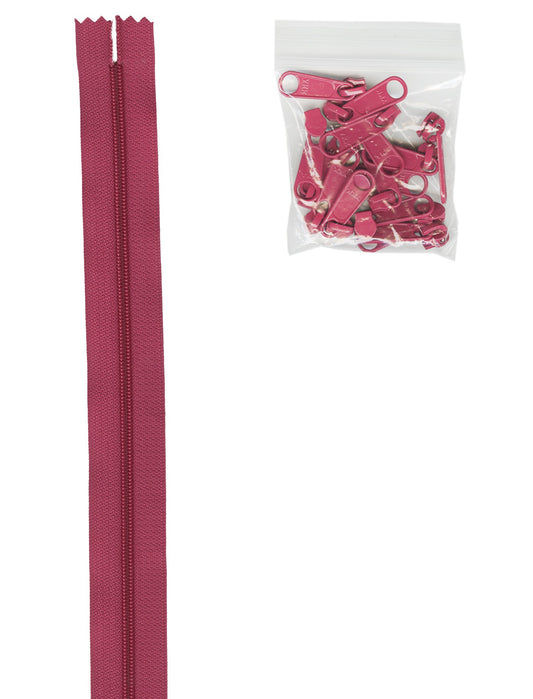 4 Yards Of Crazy Plum Zipper Tape With 16 Color-Coordinated Extra Large Pulls From Byannie