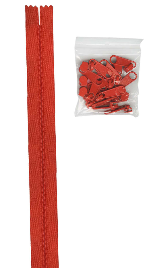 4 Yards Of Tangerine Zipper Tape With 16 Color-Coordinated Extra Large Pulls From Byannie