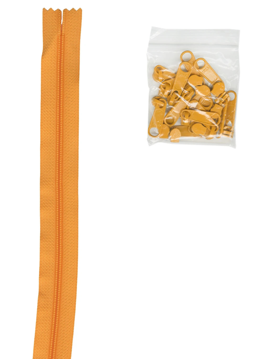 4 Yard PAPAYA Zipper Tape with 16 color-coordinated extra-large pulls from ByAnnie