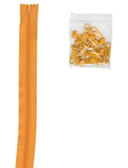4 Yard PAPAYA Zipper Tape with 16 color-coordinated extra-large pulls from ByAnnie