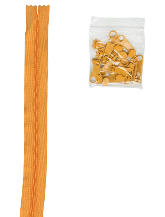 4 Yard PAPAYA Zipper Tape with 16 color-coordinated extra-large pulls from ByAnnie