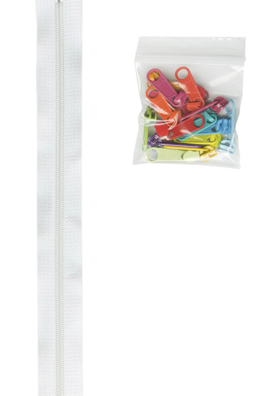 4 Yards Of White Zipper Tape With 16 Multi Colored Extra Large Pulls From Byannie