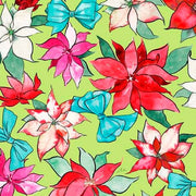 Poinsettias and Bows in Lime from the Holiday Party Collection by ©Micki Williams for INK & ARROW from QT Fabrics- 100% Cotton