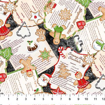 Recipes in Black from the Sugar Coated Collection by Deborah Edwards for Northcott Fabrics - 100% Cotton