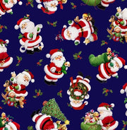 Santa Toss in Midnight Blue from the Santa's List Collection by Morehead Inc. for Elizabeth's Studio - 100% Cotton Fabric