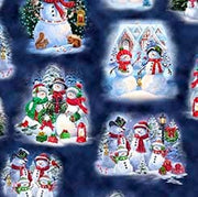 Snowman Vignettes in Navy from the Snowman Holiday Collection by ©Gina Jane Lee for QT Fabrics - 100% Cotton