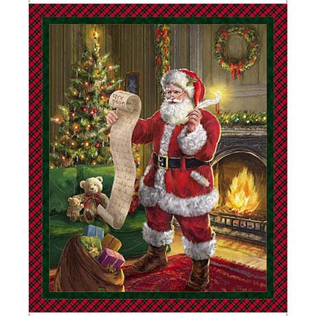 Santa Panel 36" by 43" from the Checking it Twice Collection by ©Marcello Corti for QT Fabrics- 100% Cotton