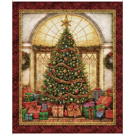 Christmas Tree Panel 36" by 43"  from the Wonderful Christmastime Collection by ©Morris Creative Group for QT Fabrics - 100% Cotton