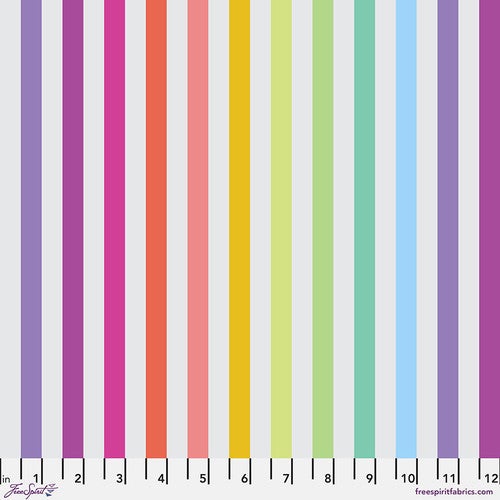 Tula Pink True Colors Graywork Preorder - Disco Stripe in Whisper