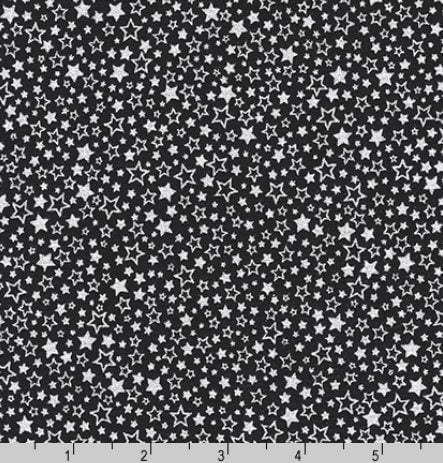 Metallic Christmas Mini Star Scatter in Onyx from Holiday Charms Collection for Robert Kaufman Fabric - 100% High Quality Cotton