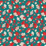 Mushroom Toss in Teal from the Gnome for the Holidays Collection by Helz Cuppleditch for QT Fabrics- 100% High Quality Cotton