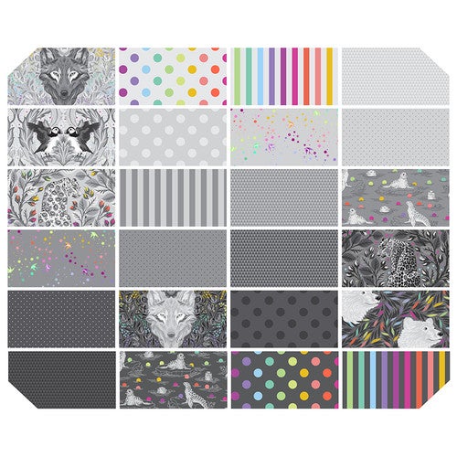 Tula Pink Graywork  - Fat Quarter Pack - 24 Pieces 18x21/Pack