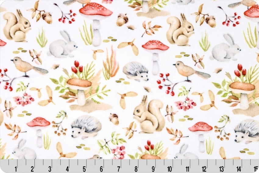 Cloud Cuddle Minky - DISCONTINUED- Fall Critters Cloud Cuddle Snow Double Sided Minky From Shannon Fabrics