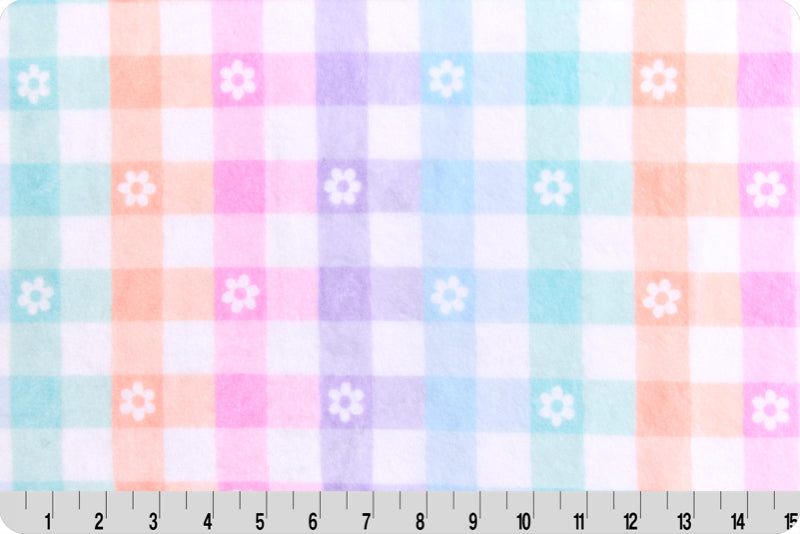 Cloud Cuddle Minky - Gingham Daisy Cloud Cuddle Pastel Double Sided Minky From Shannon Fabrics