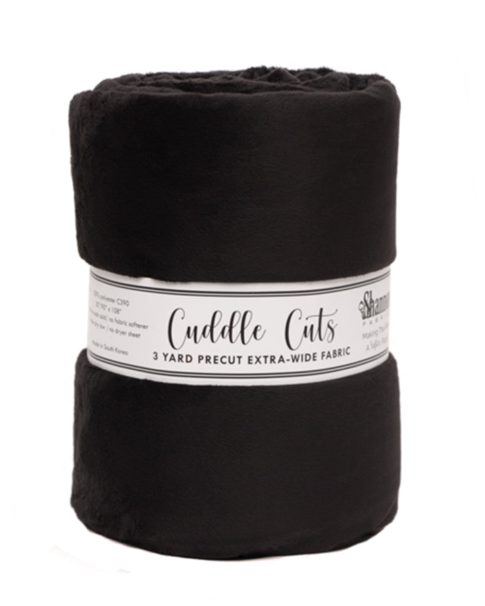 110" Extra Wide Minky - 3 Yard Cut of Black Smooth - 108"x110"