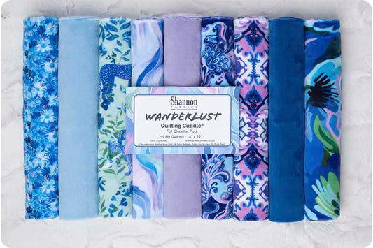 MINKY - Quilting Cuddle® Fat Quarter Pack WANDERLUST BLUE - 9 Fabrics