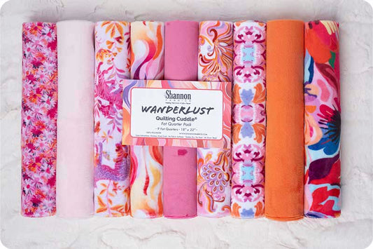 MINKY - Quilting Cuddle® Fat Quarter Pack WANDERLUST PINK - 9 Fabrics