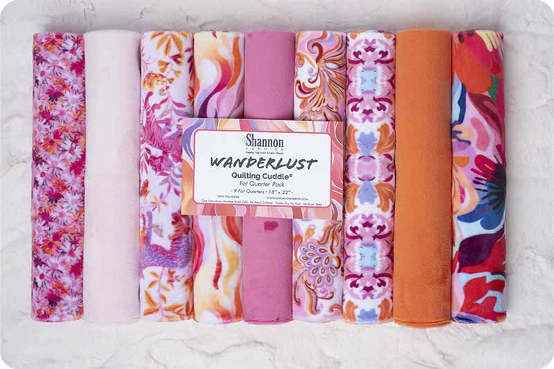 MINKY - Quilting Cuddle® Fat Quarter Pack WANDERLUST PINK - 9 Fabrics