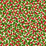 Packed Berries in Beige & Red from Lavish Poinsettias Collection by QT Fabrics - 100% Cotton Fabric