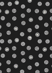 Disco Dots in Black with Silver Metallic from the Disco Collection from Lewis & Irene Fabrics - 100% Cotton