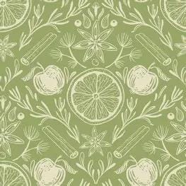 Ingredient Toile in Green from the Hot Cider Collection from P&B Textiles - 100% Cotton