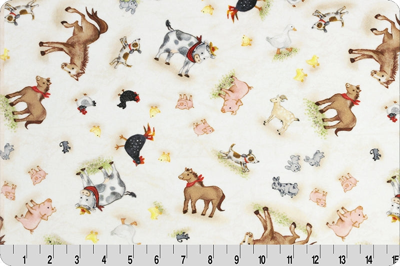 Minky - Barn Buddies Digital Cuddle Snow From Shannon Fabrics - 60" Wide