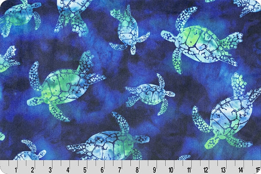 Minky - Bliss Batik Turtles Digital Cuddle Green Sea From Shannon Fabrics