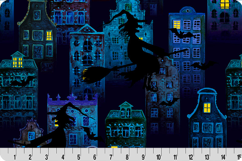 Minky - Batty Witch Digital Cuddle Multi From Shannon Fabrics - 60" Wide