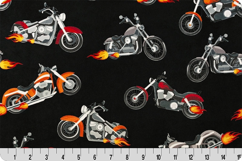 Minky - Born To Ride Digital Cuddle Black From Shannon Fabrics - 60" Wide