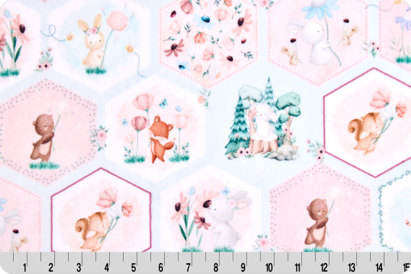 Minky - Bunny Blossom Digital Cuddle Multi From Shannon Fabrics - 60" Wide