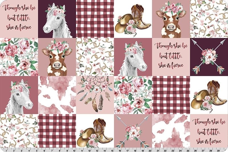 Minky - Cowgirl Digital Cuddle Rosewater From Shannon Fabrics - 60" Wide
