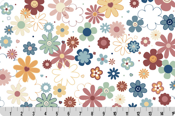 Minky - Disco Daisies Digital Cuddle MULTI From Shannon Fabrics - 60" Wide