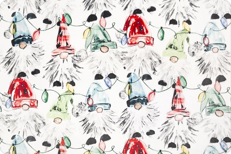 Minky - Don't Gnome Me Digital Cuddle Snow From Shannon Fabrics - 60" Wide