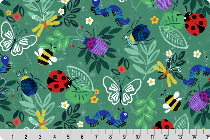 Minky - DOODLE BUGS Multi Digital Cuddle From Shannon Fabrics - 60" Wide