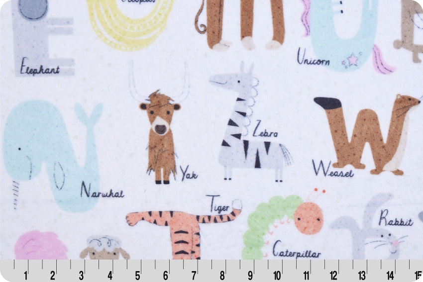 Minky - Easy As Abc Digital Cuddle Multi From Shannon Fabrics - 60" Wide