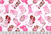 Minky - Fancy Boots Digital Cuddle Hot Pink From Shannon Fabrics - 60" Wide