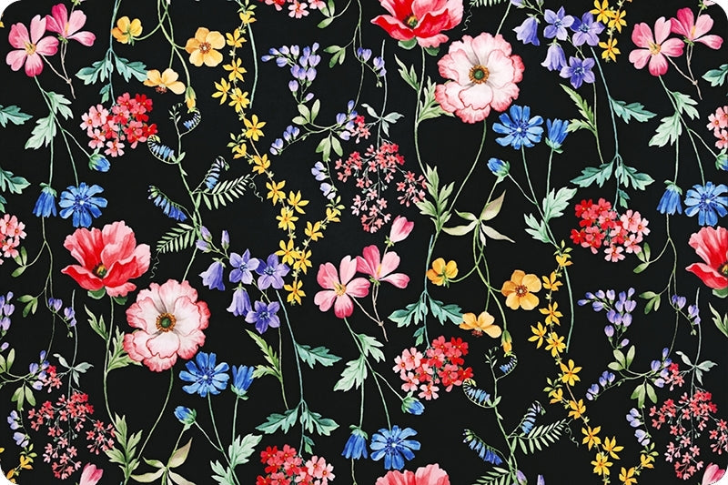Minky - Florist Digital Cuddle Black From Shannon Fabrics - 60" Wide
