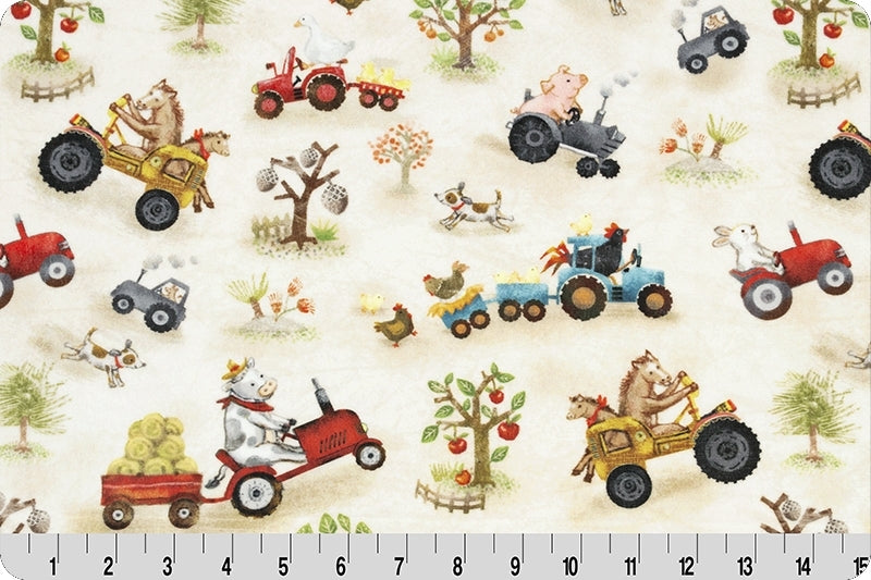 Minky - Funny Farm Digital Cuddle Beige From Shannon Fabrics - 60" Wide