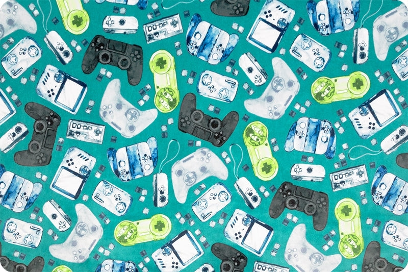Minky - Gamer Digital Cuddle Teal From Shannon Fabrics - 60" Wide